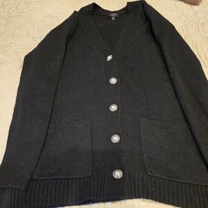 Black TALBOTS Cardigan with Jeweled Buttons